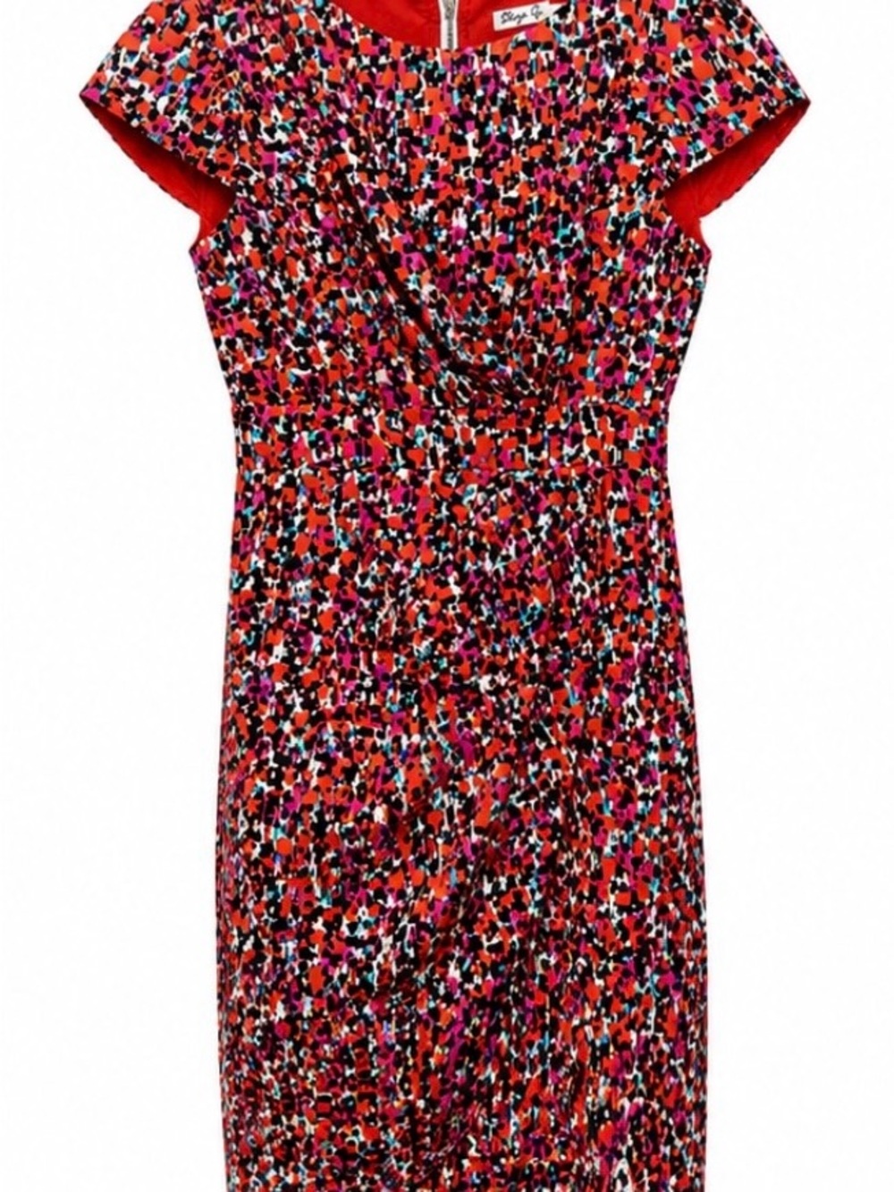 25. Eliza J Red Multi-Color Cap Sleeve Midi Dress - Picture 1 of 5
